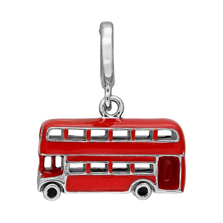 Laura Ashley Great Britain Collection Sterling Silver Double Decker Red Bus Charm, Women's, Grey