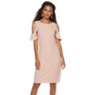Women's Nina Leonard Cold-shoulder Crepe Dress, Size: Small, Dark Red