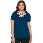 Juniors' Plus Size Pink Republic Strappy Scoopneck Tee, Teens, Size: 1xl, Blue Other