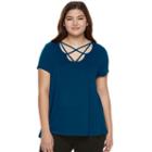 Juniors' Plus Size Pink Republic Strappy Scoopneck Tee, Teens, Size: 1xl, Blue Other