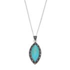 Tori Hill Sterling Silver Simulated Turquoise & Marcasite Pendant, Women's, Size: 18, Multicolor