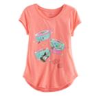 Girls 7-16 So&reg; Rolled Cuff Graphic Tee, Size: 14, Brt Orange