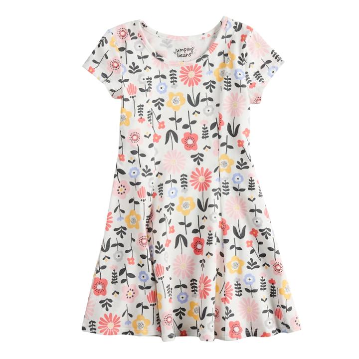 Girls 4-10 Jumping Beans&reg; Printed Dress, Size: 10, Natural