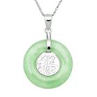 Sterling Silver Jade Luck Pendant, Women's, Size: 18, Green