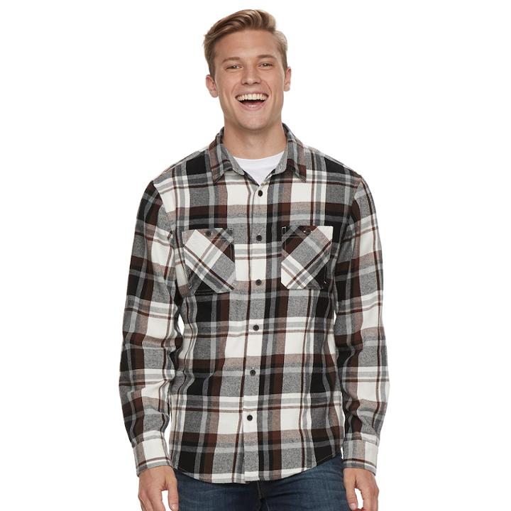 Men's Urban Pipeline&reg; Button-down Shirt, Size: Large, Dark Brown
