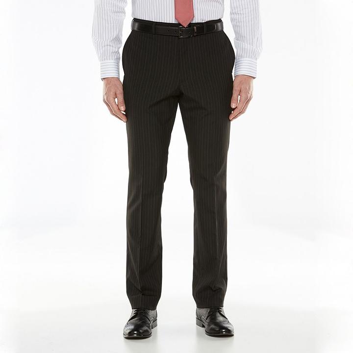 Big & Tall Savile Row Striped Black Suit Pants, Men's, Size: 48x32