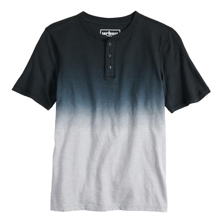 Boys 8-20 Dip-dye Henley, Size: Small, Black