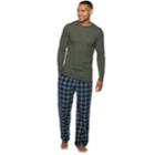 Men's Hanes Ultimate X-temp Waffle-weave Henley, Size: Medium, Dark Green