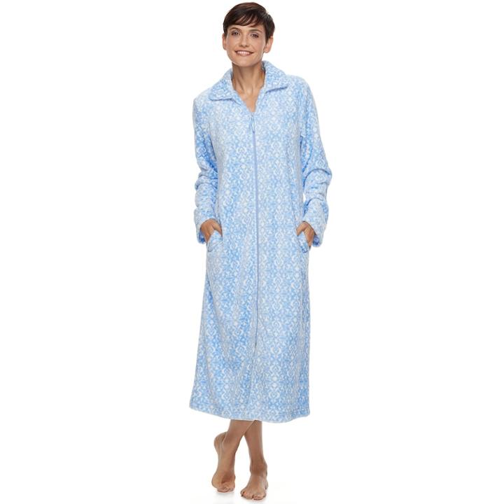 Women's Croft & Barrow&reg; Plush Zip Lounger, Size: Xl, Light Blue