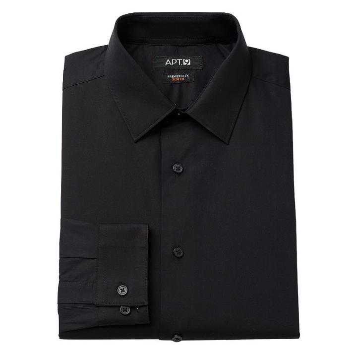 Big & Tall Apt. 9&reg; Premier Flex Collar Stretch Dress Shirt, Men's, Size: 19 36/7t, Black