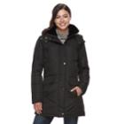 Women's Kc Collections Lace-up Faux-fur Trim Puffer Jacket, Size: Large, Black