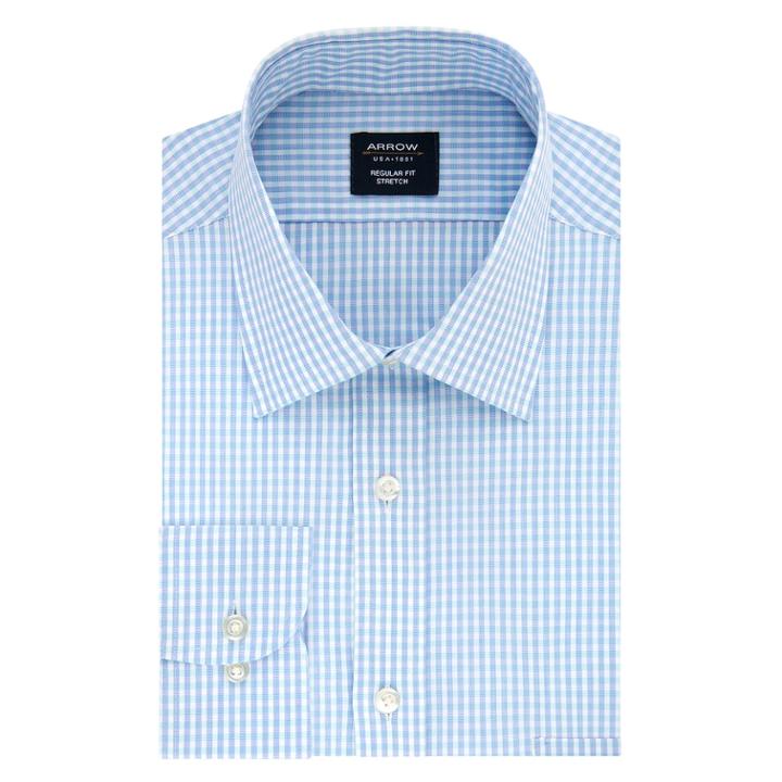 Men's Arrow Regular-fit Stretch Spread-collar Dress Shirt, Size: S 32-33, Turquoise/blue (turq/aqua)