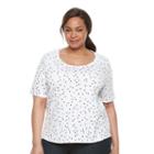 Croft & Barrow, Plus Size &reg; Scoopneck Tee, Women's, Size: 2xl, White