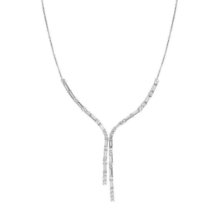 Simply Vera Vera Wang Sterling Silver Lab-created White Sapphire Baguette Necklace, Women's, Size: 17.5