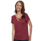 Juniors' So&reg; Solid Crisscross Tee, Teens, Size: Xl, Pink