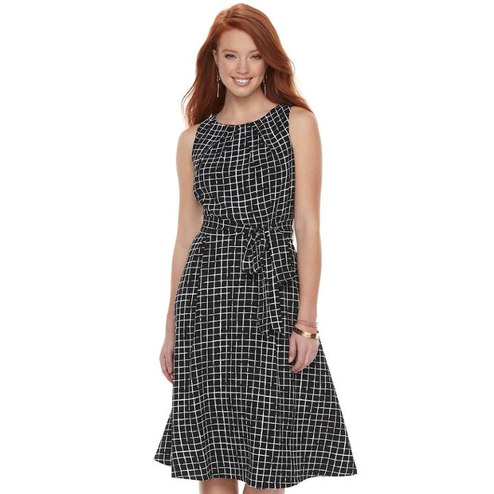 Women's Elle&trade; Fit & Flare Midi Dress, Size: 6, Black