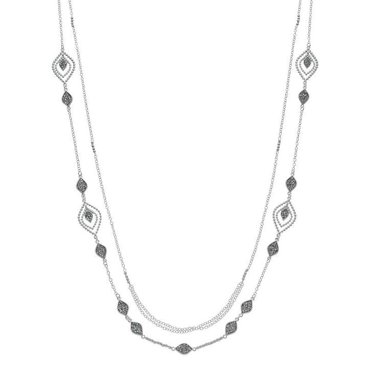 Dana Buchman Long Marquise Double Strand Necklace, Women's, Silver