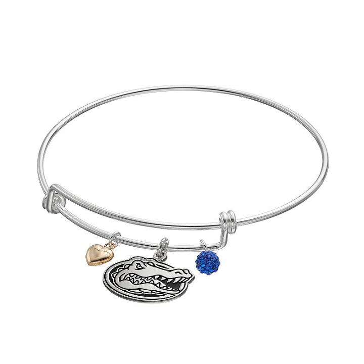 Fiora Sterling Silver Florida Gators Charm Bangle Bracelet, Women's, Blue
