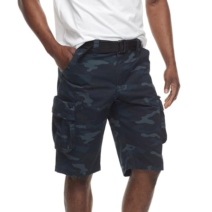Men's Rawx Regular-fit Belted Cargo Shorts, Size: 34, Blue (navy)