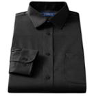 Men's Croft & Barrow&reg; Fitted Solid Easy Care Spread-collar Dress Shirt, Size: 15-34/35, Black