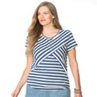 Plus Size Chaps Striped Crewneck Tee, Women's, Size: 2xl, Blue