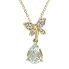 Laura Ashley Sterling Silver Green Quartz & White Sapphire Dragonfly Pendant Necklace, Women's, Size: 18
