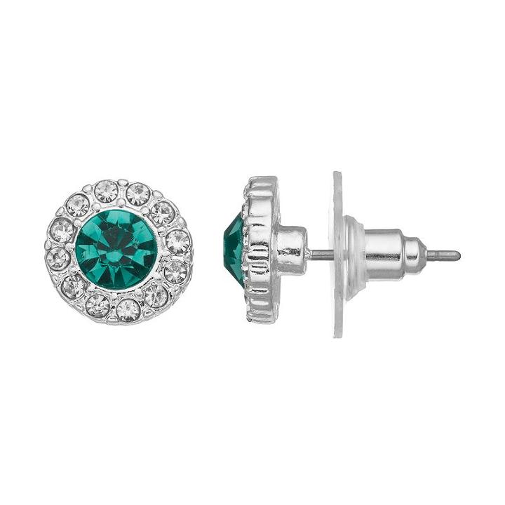Jennifer Lopez Simulated Crystal Halo Round Stud Earrings, Women's, Turq/aqua