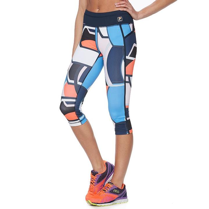 Women's Fila Sport&reg; Geometric Print Yoga Capris, Size: Xs, Black