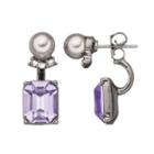 Simply Vera Vera Wang Purple Rectangular Nickel Free Front Back Earrings, Women's, Purple Oth