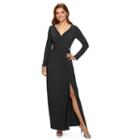 Women's Chaps Embellished Surplice Faux-wrap Evening Gown, Size: 4, Black