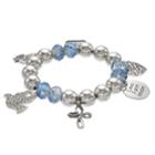 Love Faith Hope Dove & Angel Charm Stretch Bracelet Set, Women's, Blue
