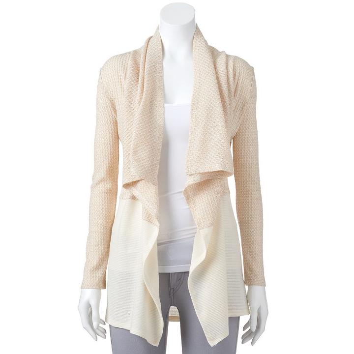 Women's Juicy Couture Textured Metallic Cardigan, Size: Xl, Natural