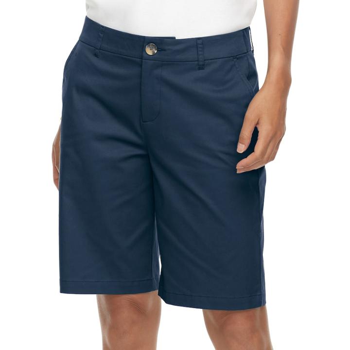 Women's Croft & Barrow&reg; Twill Bermuda Shorts, Size: 14, Blue (navy)