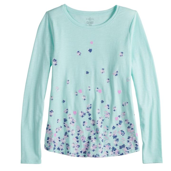 Girls 7-16 & Plus Size So&reg; Long Sleeve Core Tee, Size: 16 1/2, Light Blue