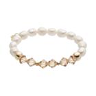 Tfs Jewelry 14k Gold Over Silver Freshwater Cultured Pearl & Golden Crystal Stretch Bracelet, Women's, Size: 7, Multicolor
