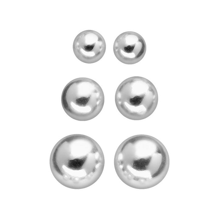 Sterling Silver Stud Earrings Set, Women's, Grey