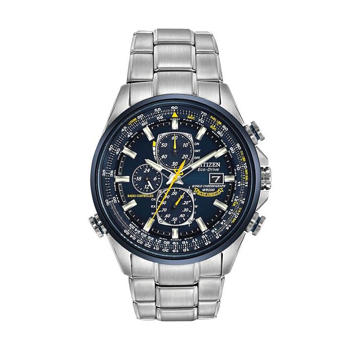 Citizen Eco-drive Men's Blue Angels World A-t Stainless Steel Atomic Flight Watch - At8020-54l, Size: Large, Grey