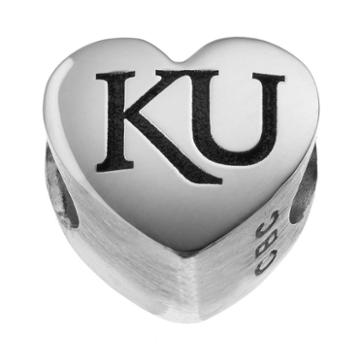 Fiora Sterling Silver Kansas Jayhawks Logo Heart Bead, Women's, Grey