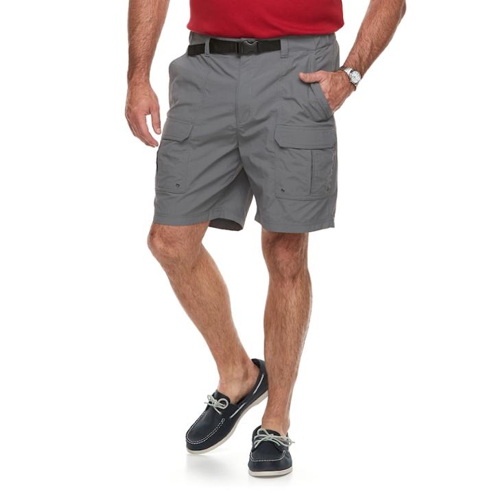 Big & Tall Croft & Barrow&reg; Outdoor Regular-fit Belted Performance Cargo Shorts, Men's, Size: 50, Dark Grey