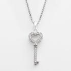 The Silver Lining Silver-plated Cubic Zirconia Key Pendant, Women's, Size: 18, White