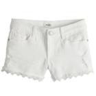Girls 7-16 & Plus Size Mudd&reg; Crochet Trim Denim Shorts, Size: 14, White