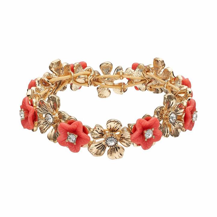 Napier Flower Stretch Bracelet, Women's, Orange