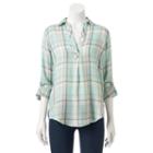 Women's Sonoma Goods For Life&trade; Plaid Top, Size: Xxl, Lt Green