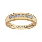 Sweet Sentiments 18k Gold Over Sterling Silver Cubic Zirconia Wedding Band - Men, Size: 11, White