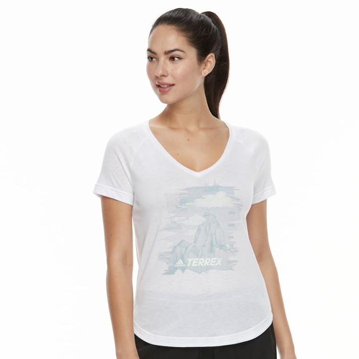Women's Adidas Outdoor Mountain Graphic Tee, Size: Large, White