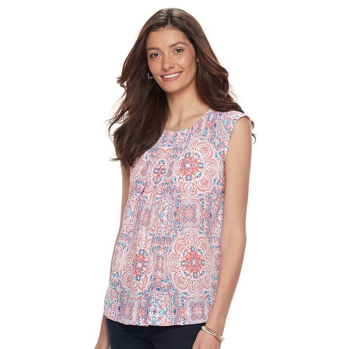 Women's Dana Buchman Pleated Top, Size: Large, White