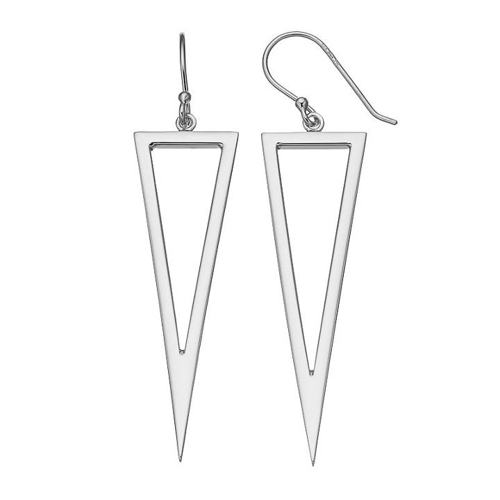 Sterling Silver Triangle Drop Earrings, Women's, Grey