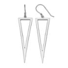 Sterling Silver Triangle Drop Earrings, Women's, Grey