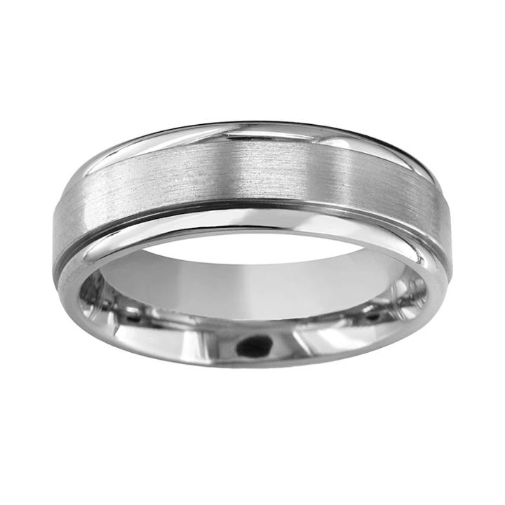 Men's Titanium Raised Center Wedding Band, Size: 13, Grey