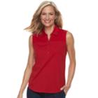 Women's Croft & Barrow&reg; Eyelet Sleeveless Polo Top, Size: Xl, Light Red